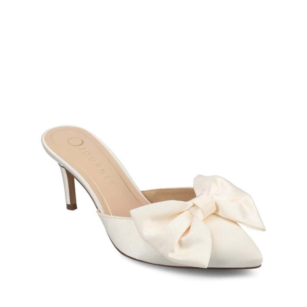 NWT⛱️Journee Collection - Ivory Tiarra Satin Bow Mule - 7.5